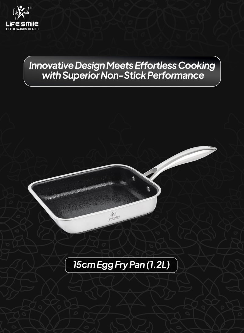 Life Smile 15cm Hybrid Stainless Steel Egg Fry Pan (1.2L) – Non-Stick, Induction Compatible, Scratch-Resistant - Image 3
